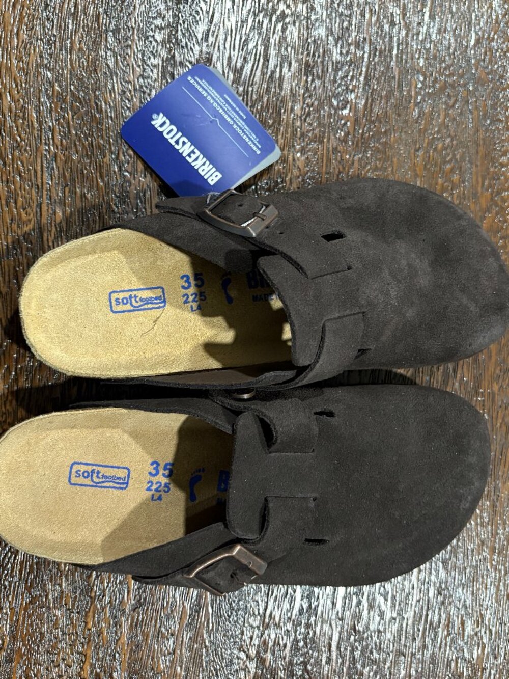 Birkenstock Soft footbed Brown Suede Clogs Backless Shoes sz 35   4-4.5 NWT NEW